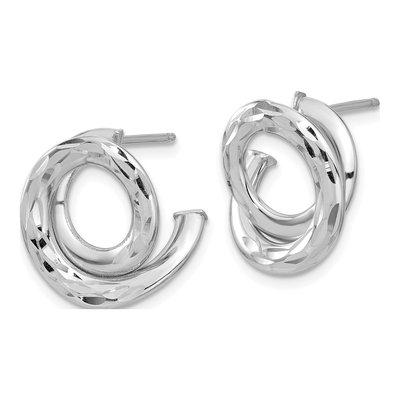 14K White Gold Intertwined Circle Stud Earrings – view 2