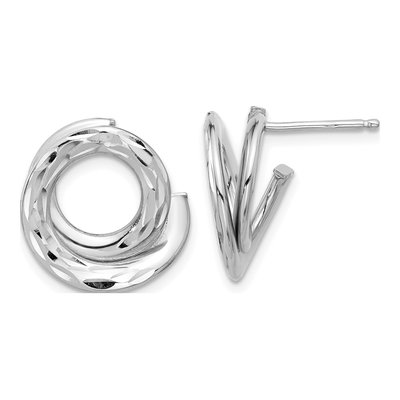 14K White Gold Intertwined Circle Stud Earrings