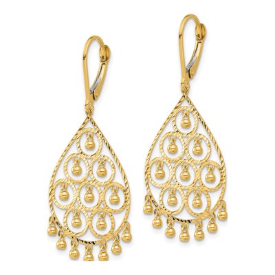 14K Yellow Gold Diamond-Cut Chandelier Earrings – view 2