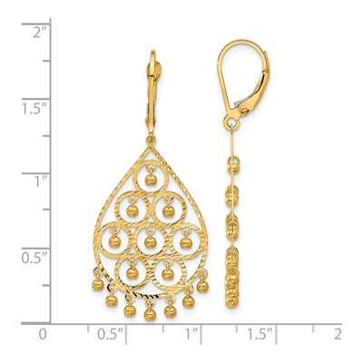 14K Yellow Gold Diamond-Cut Chandelier Earrings – view 4