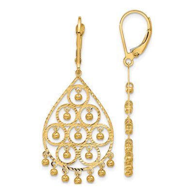 14K Yellow Gold Diamond-Cut Chandelier Earrings