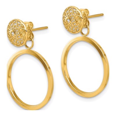 14K Yellow Gold Filigree Front-Back Dangle Earrings – view 2