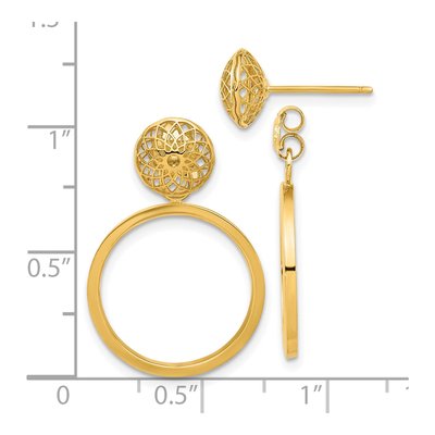 14K Yellow Gold Filigree Front-Back Dangle Earrings – view 4