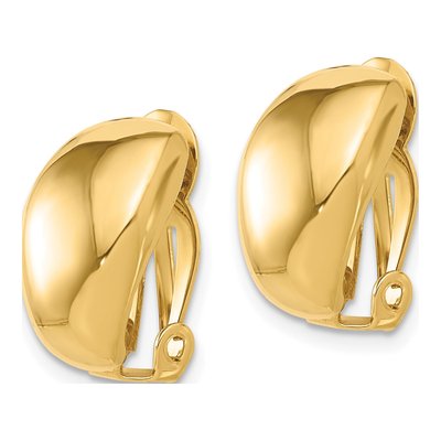 14K Yellow Gold Omega Clip Non-Pierced Stud Earrings – view 2