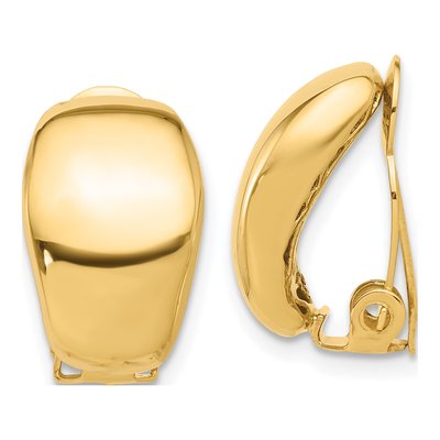 14K Yellow Gold Omega Clip Non-Pierced Stud Earrings