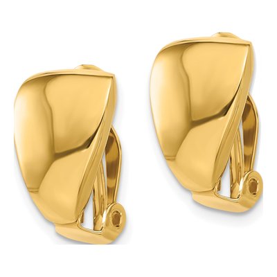 14K Yellow Gold Omega Clip Button Stud Earrings – view 2