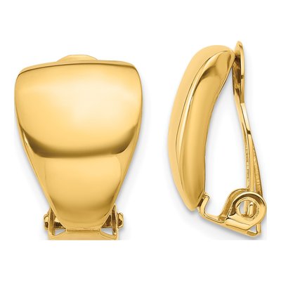 14K Yellow Gold Omega Clip Button Stud Earrings