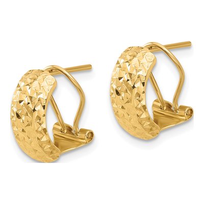 14K Yellow Gold Diamond-Cut Omega Back Stud Earrings – view 2