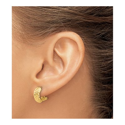 14K Yellow Gold Diamond-Cut Omega Back Stud Earrings – view 3