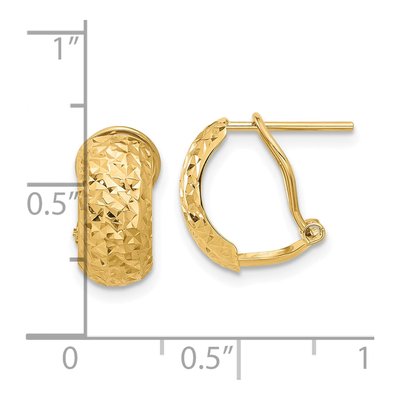 14K Yellow Gold Diamond-Cut Omega Back Stud Earrings – view 4