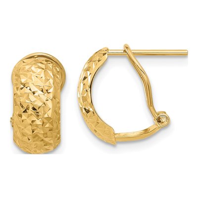 14K Yellow Gold Diamond-Cut Omega Back Stud Earrings
