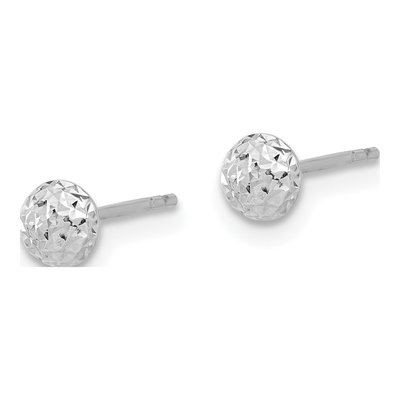 14K White Gold Diamond-Cut Button Stud Earrings – view 2