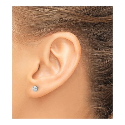 14K White Gold Diamond-Cut Button Stud Earrings – view 3