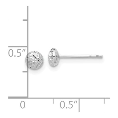 14K White Gold Diamond-Cut Button Stud Earrings – view 4