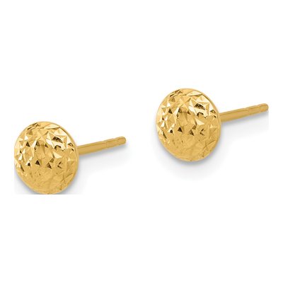 14K Yellow Gold Diamond-Cut Button Stud Earrings – view 2