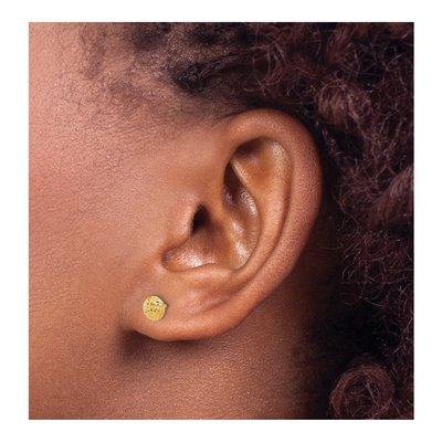 14K Yellow Gold Diamond-Cut Button Stud Earrings – view 3