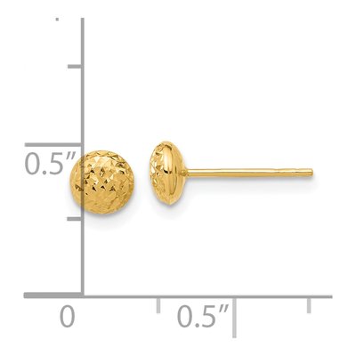 14K Yellow Gold Diamond-Cut Button Stud Earrings – view 4