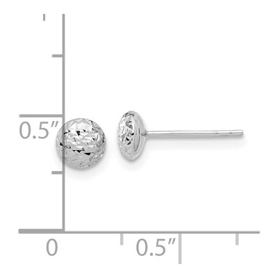 14K White Gold Diamond-Cut Puffed Button Stud Earrings – view 4