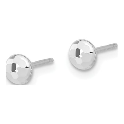 14K White Gold Diamond-Cut Button Stud Earrings – view 2