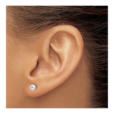 14K White Gold Diamond-Cut Button Stud Earrings – view 3