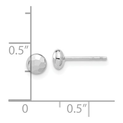 14K White Gold Diamond-Cut Button Stud Earrings – view 4