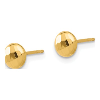 14K Yellow Gold Diamond-Cut Puffed Button Stud Earrings – view 2