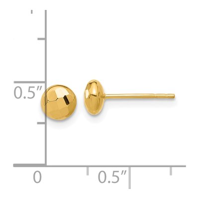 14K Yellow Gold Diamond-Cut Puffed Button Stud Earrings – view 4
