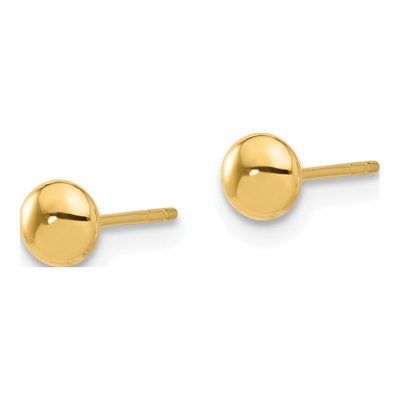 14K Yellow Gold Puffed Button Stud Earrings – view 2