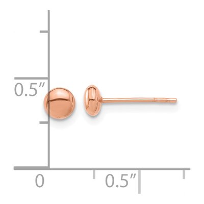 14K Rose Gold Puffed Button Stud Earrings – view 4