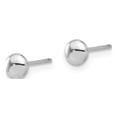 14K White Gold Puffed Button Stud Earrings – view 2