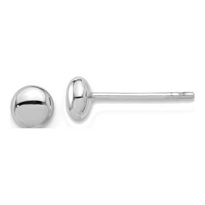14K White Gold Puffed Button Stud Earrings