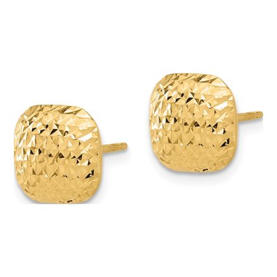 14K Yellow Gold Diamond-Cut Button Stud Earrings – view 2