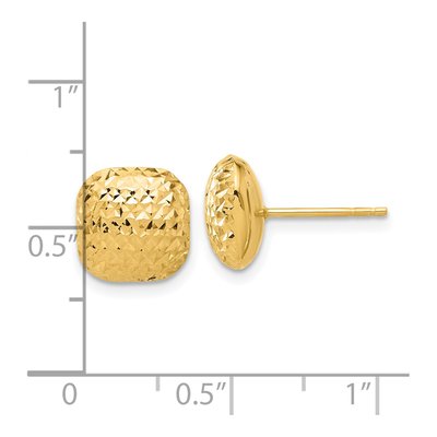 14K Yellow Gold Diamond-Cut Button Stud Earrings – view 4