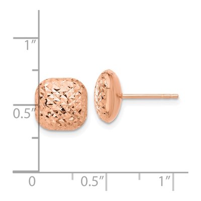 14K Rose Gold Diamond-Cut Puffed Button Stud Earrings – view 4