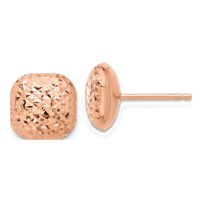 14K Rose Gold Diamond-Cut Puffed Button Stud Earrings
