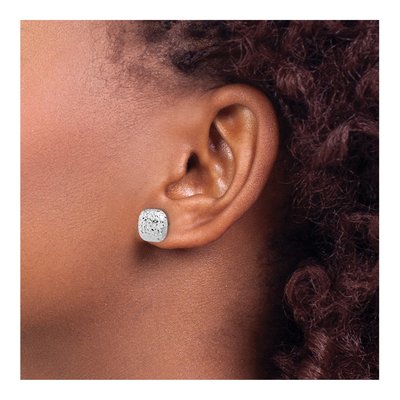 14K White Gold Diamond-Cut Puffed Button Stud Earrings – view 3
