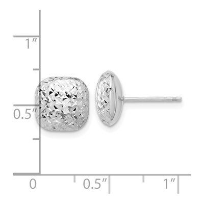 14K White Gold Diamond-Cut Puffed Button Stud Earrings – view 4