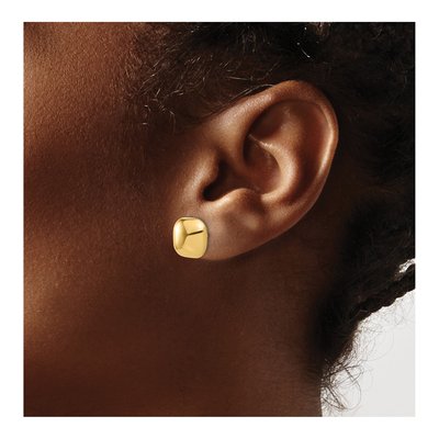 14K Yellow Gold Puffed Square Button Stud Earrings – view 3