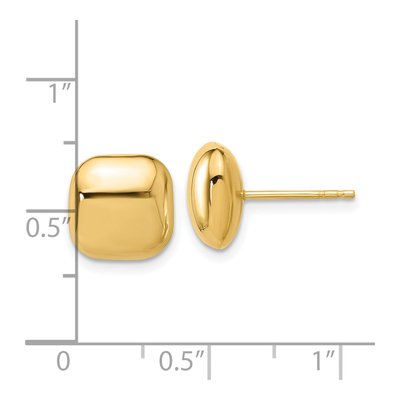14K Yellow Gold Puffed Square Button Stud Earrings – view 4