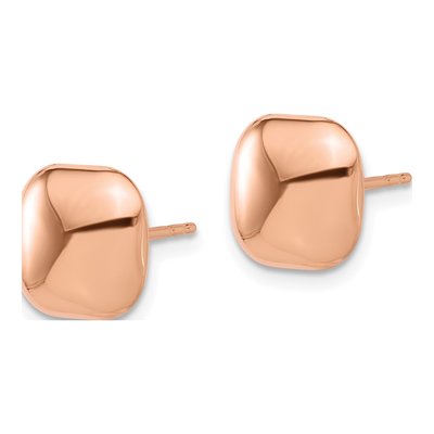 14K Rose Gold Puffed Square Stud Earrings – view 2