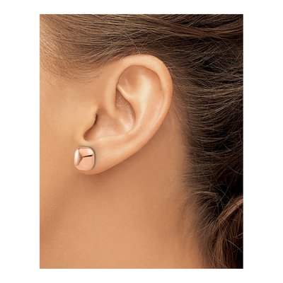 14K Rose Gold Puffed Square Stud Earrings – view 3