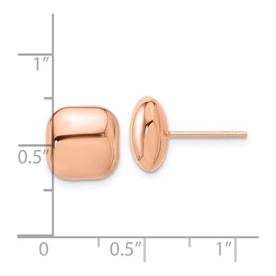 14K Rose Gold Puffed Square Stud Earrings – view 4