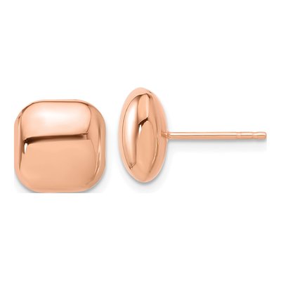 14K Rose Gold Puffed Square Stud Earrings