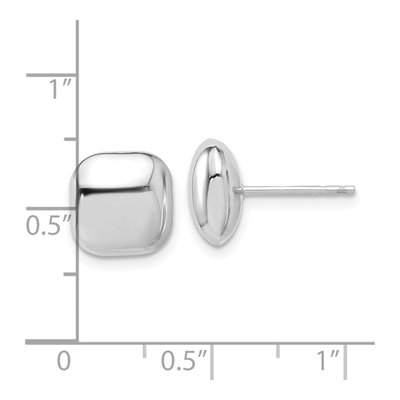 14K White Gold Puffed Square Button Stud Earrings – view 4