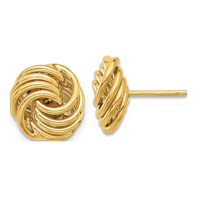 14K Yellow Gold Love Knot Stud Earrings