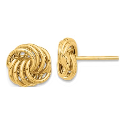 14K Yellow Gold Love Knot Stud Earrings
