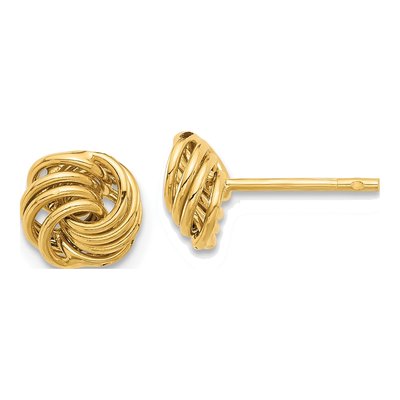 14K Yellow Gold Love Knot Stud Earrings