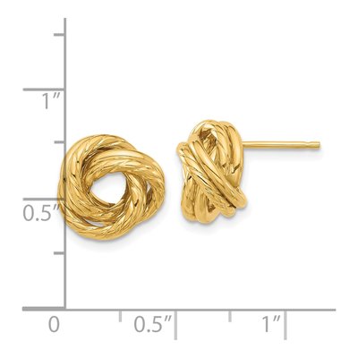 14K Yellow Gold Textured Love Knot Stud Earrings – view 4