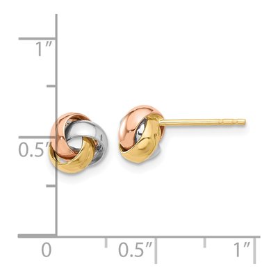 14K Tri-Color Gold Love Knot Stud Earrings – view 4