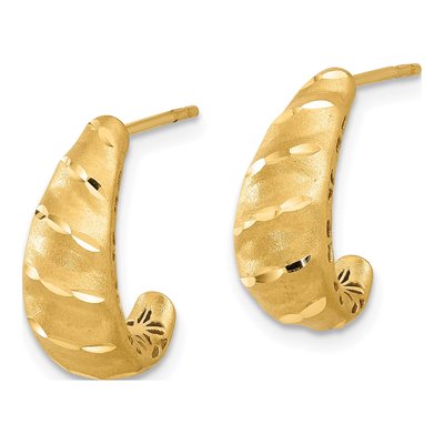 14K Yellow Gold 12mm J- Hoop Earrings – view 2
